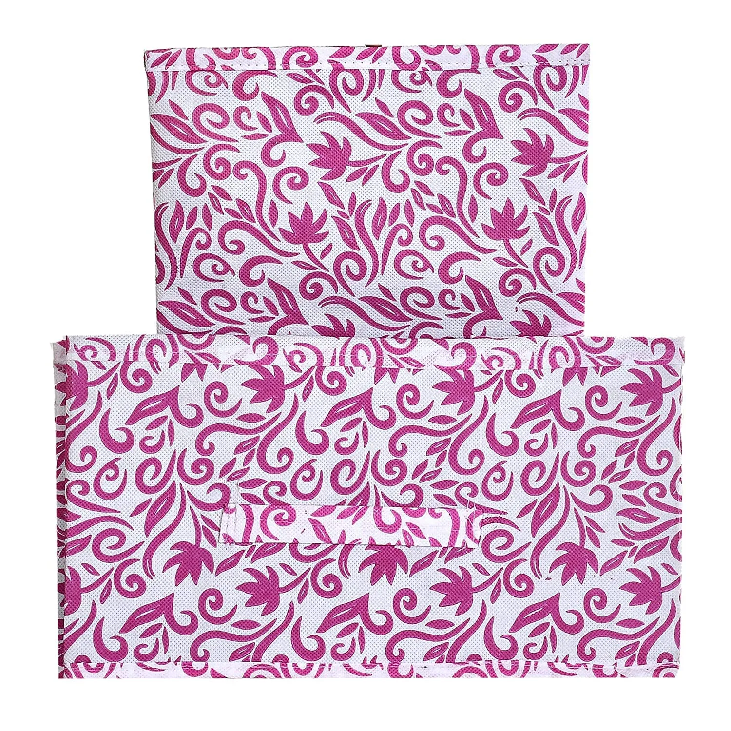 Heart Home Cotton Floral Printed Multipurposes Rectangular Flodable Storage Box, Drawer Storage And Cloth Organizer (Pink)-Hs43Hearth26301