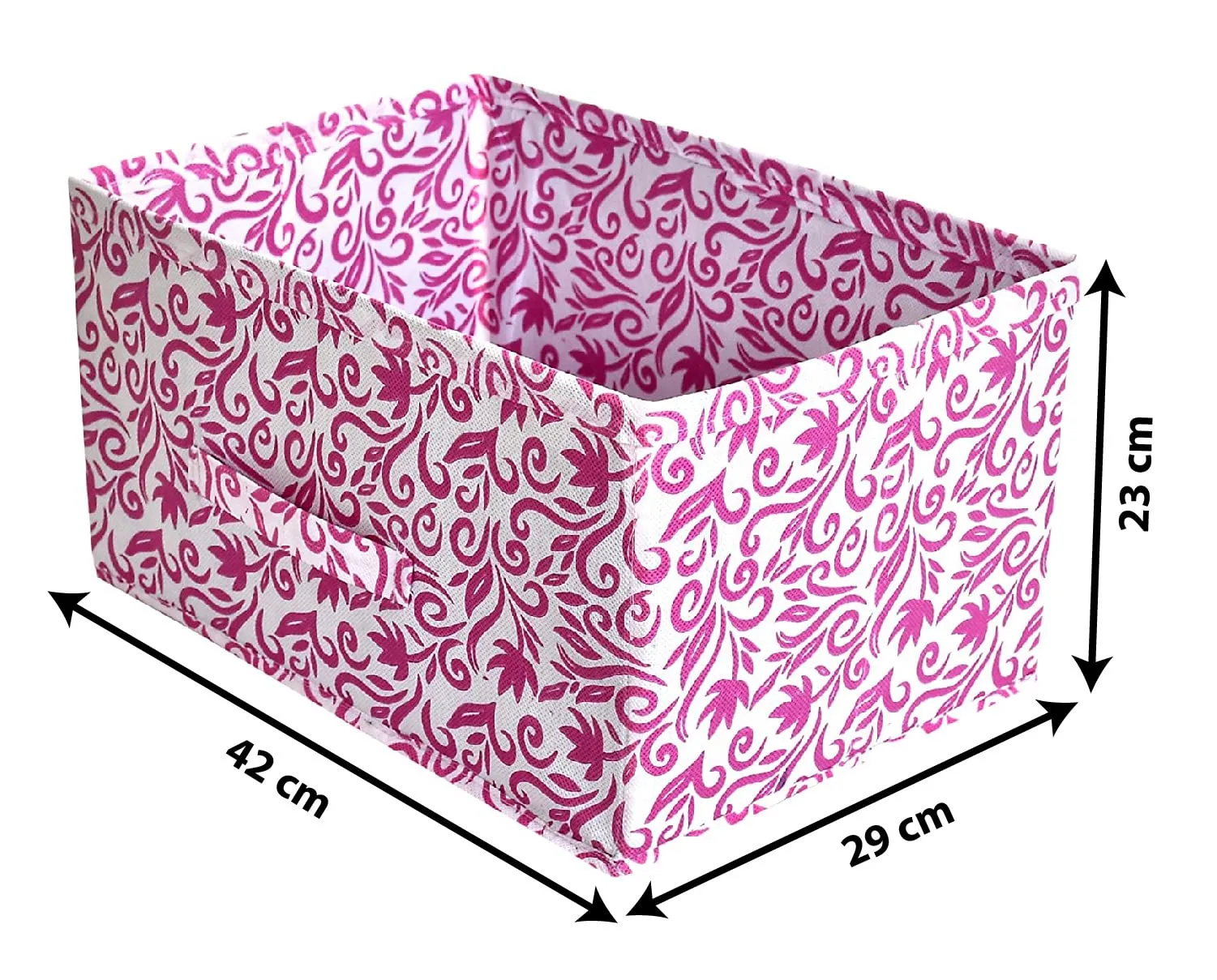 Heart Home Cotton Floral Printed Multipurposes Rectangular Flodable Storage Box, Drawer Storage And Cloth Organizer (Pink)-Hs43Hearth26301