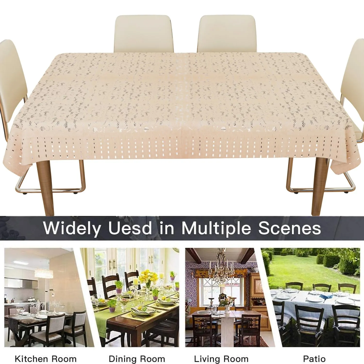 Heart Home Dining Table Cover | Cashew Design Dining Table Cover | Shinning Net Dining Table Cover | Table Cover for Home D�cor | 60x90 | Golden