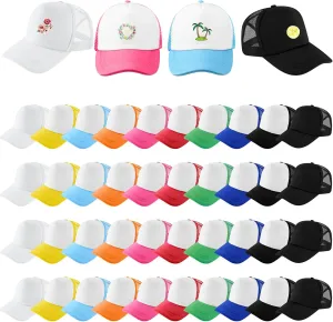 Hercicy 40 Pack Sublimation Blank Trucker Hat Bulk Baseball Cap Adjustable Mesh Unisex Polyester Hat Heat Transfer