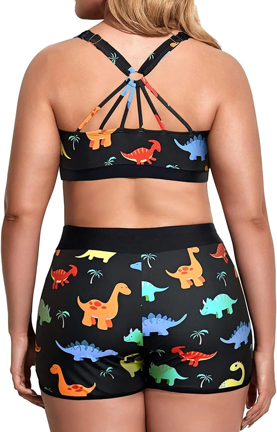Holipick Women Plus Size 3 Piece Tankini Swimsuits Tummy Control Bathing Suits with Boy Shorts Tank Top with Sports Bra