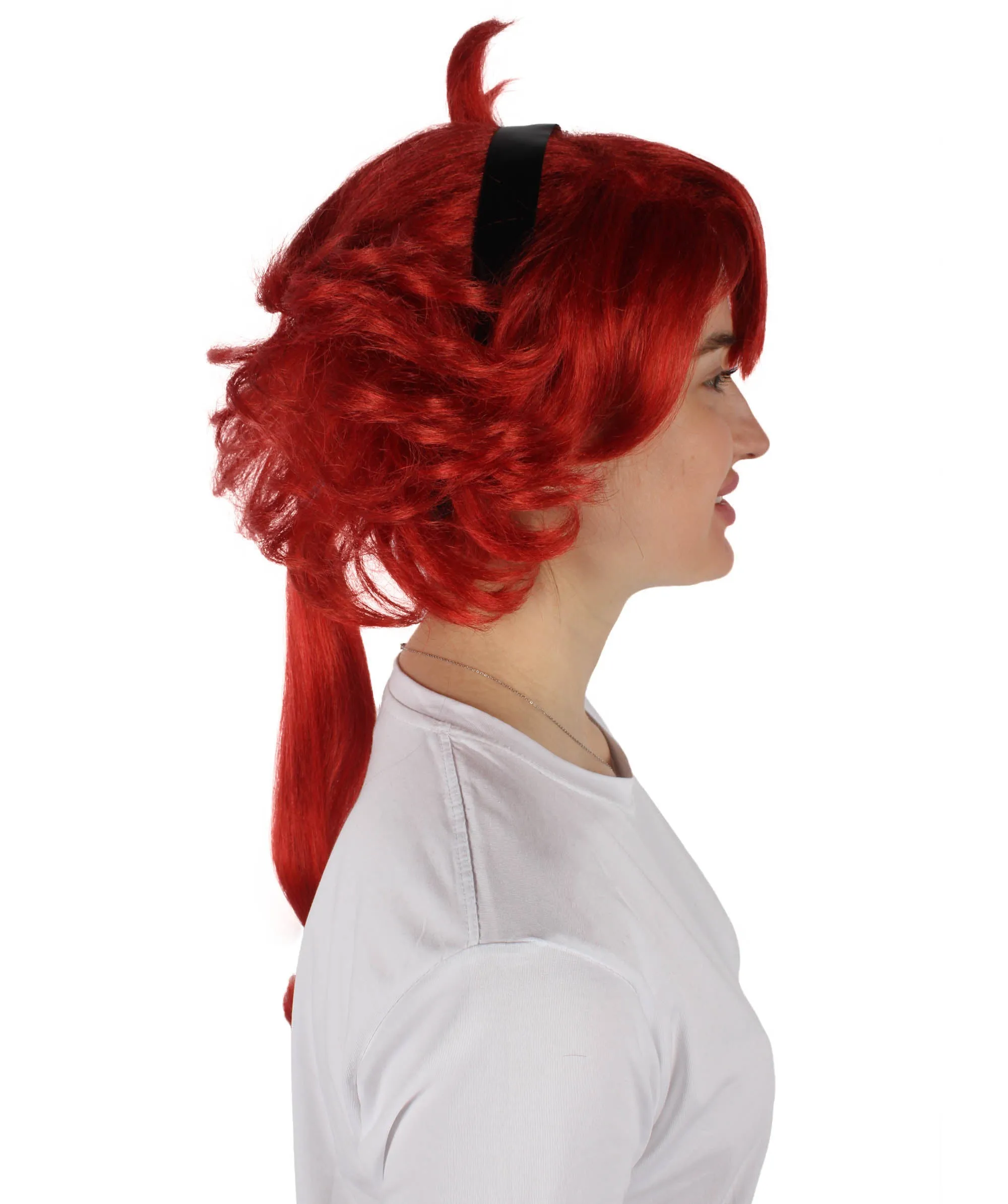 HPO Adult Women's Anime Mercury Protagonist Long Red Wig| Perfect for Halloween| Flame-retardant Synthetic Fiber