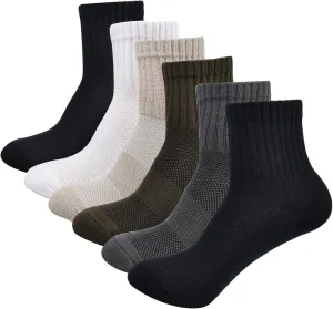 J.WMEET Men's Quarter Ankle Socks Athletic Running Hiking Cushion Performance Ventilation Sports Cotton Socks 6 Pack