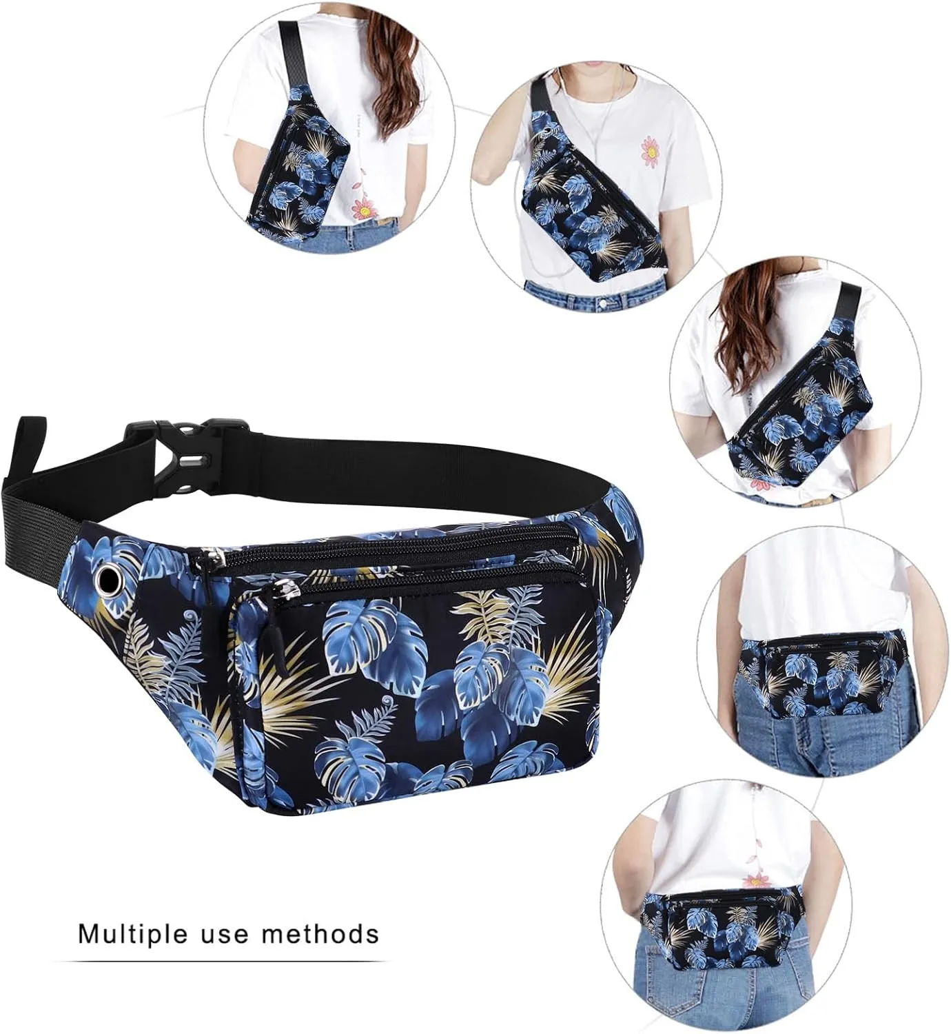 KAMO Fanny Pack, Waist Bag Sling Backpack Water Resistant Durable Polyester Small Waist Bag