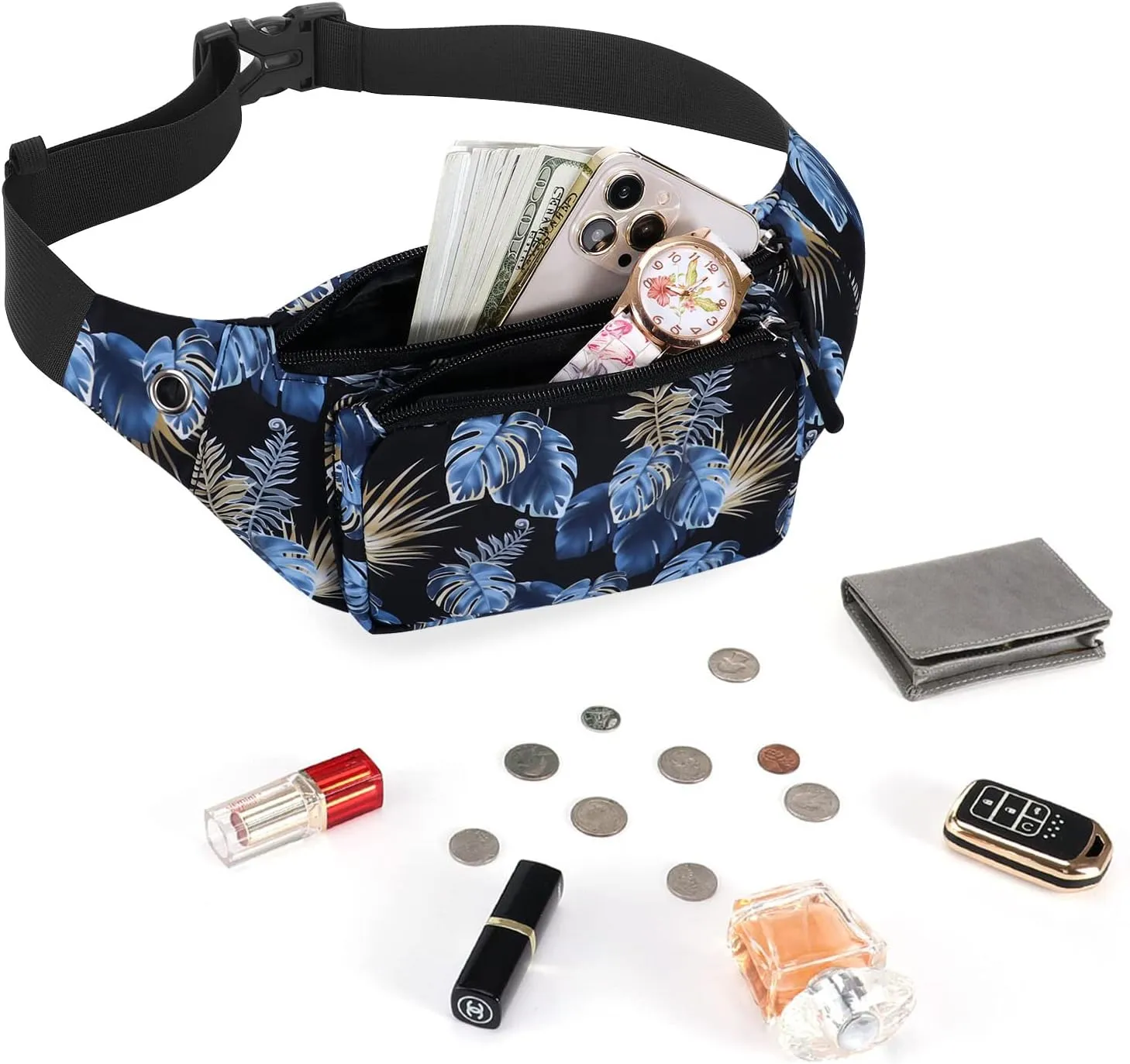 KAMO Fanny Pack, Waist Bag Sling Backpack Water Resistant Durable Polyester Small Waist Bag