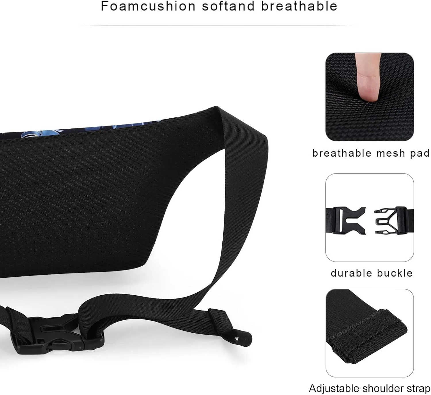 KAMO Fanny Pack, Waist Bag Sling Backpack Water Resistant Durable Polyester Small Waist Bag