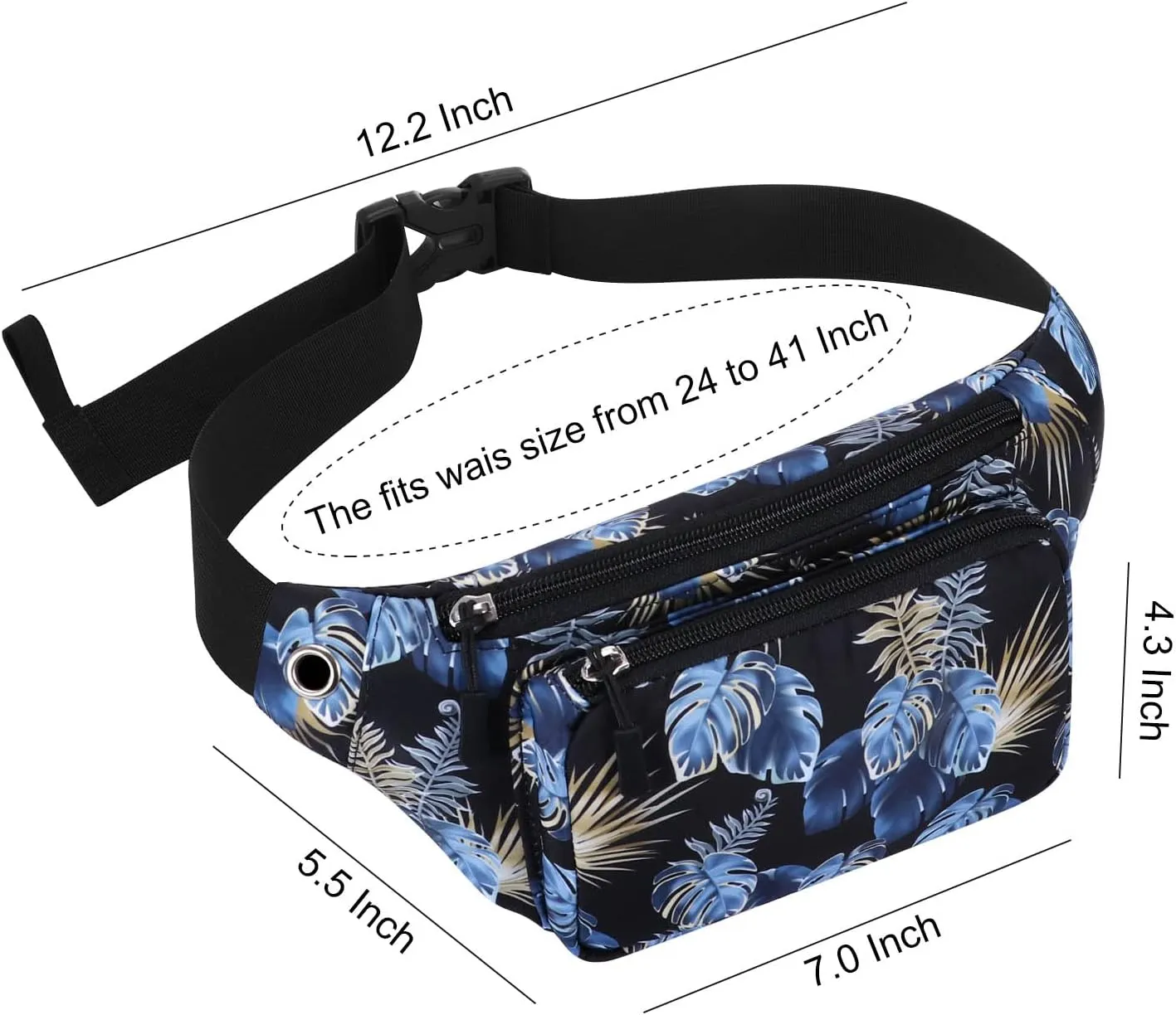 KAMO Fanny Pack, Waist Bag Sling Backpack Water Resistant Durable Polyester Small Waist Bag