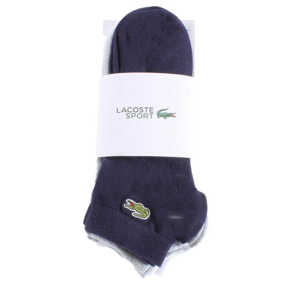 Lacoste Sports 3 Pack Trainer Socks - White/Silver Chine Grey/Navy