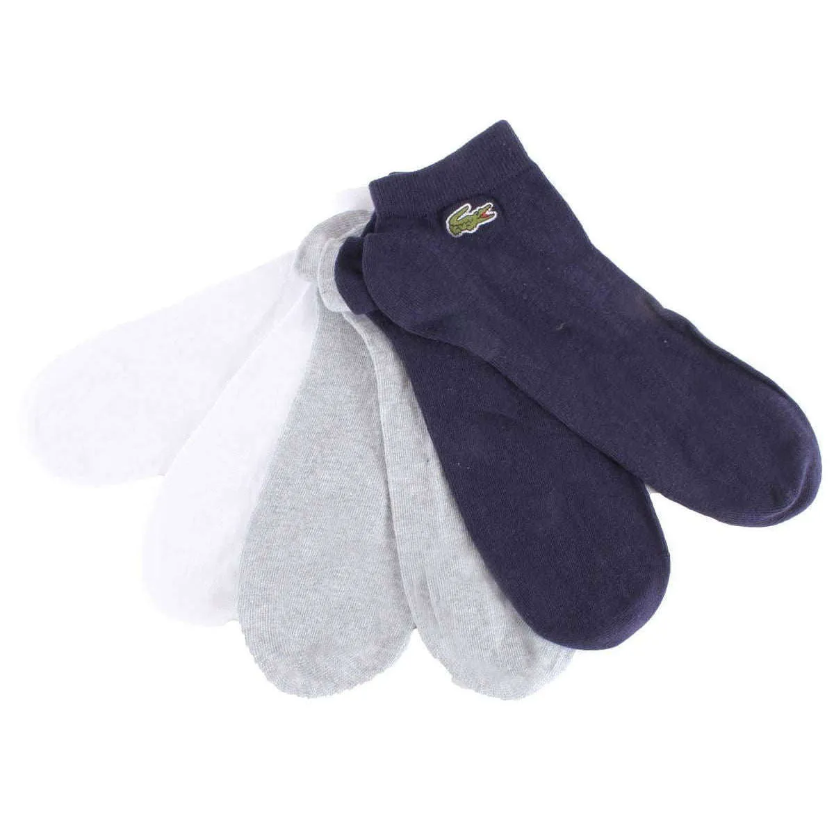 Lacoste Sports 3 Pack Trainer Socks - White/Silver Chine Grey/Navy