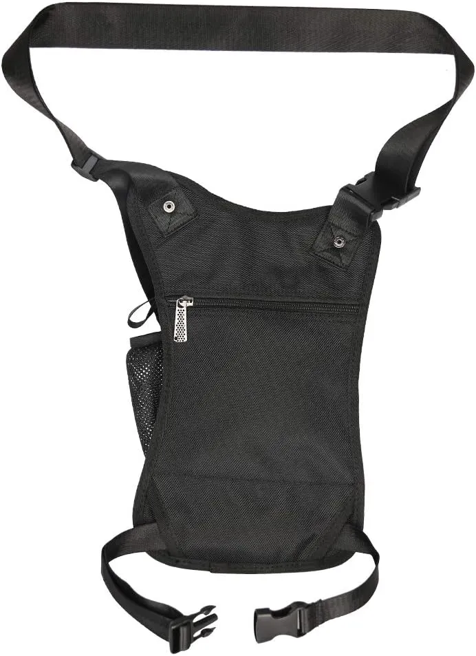 Larswon Thigh Pouch Bag - Tactical Waist Pack for Motorcycle, Waterproof Black