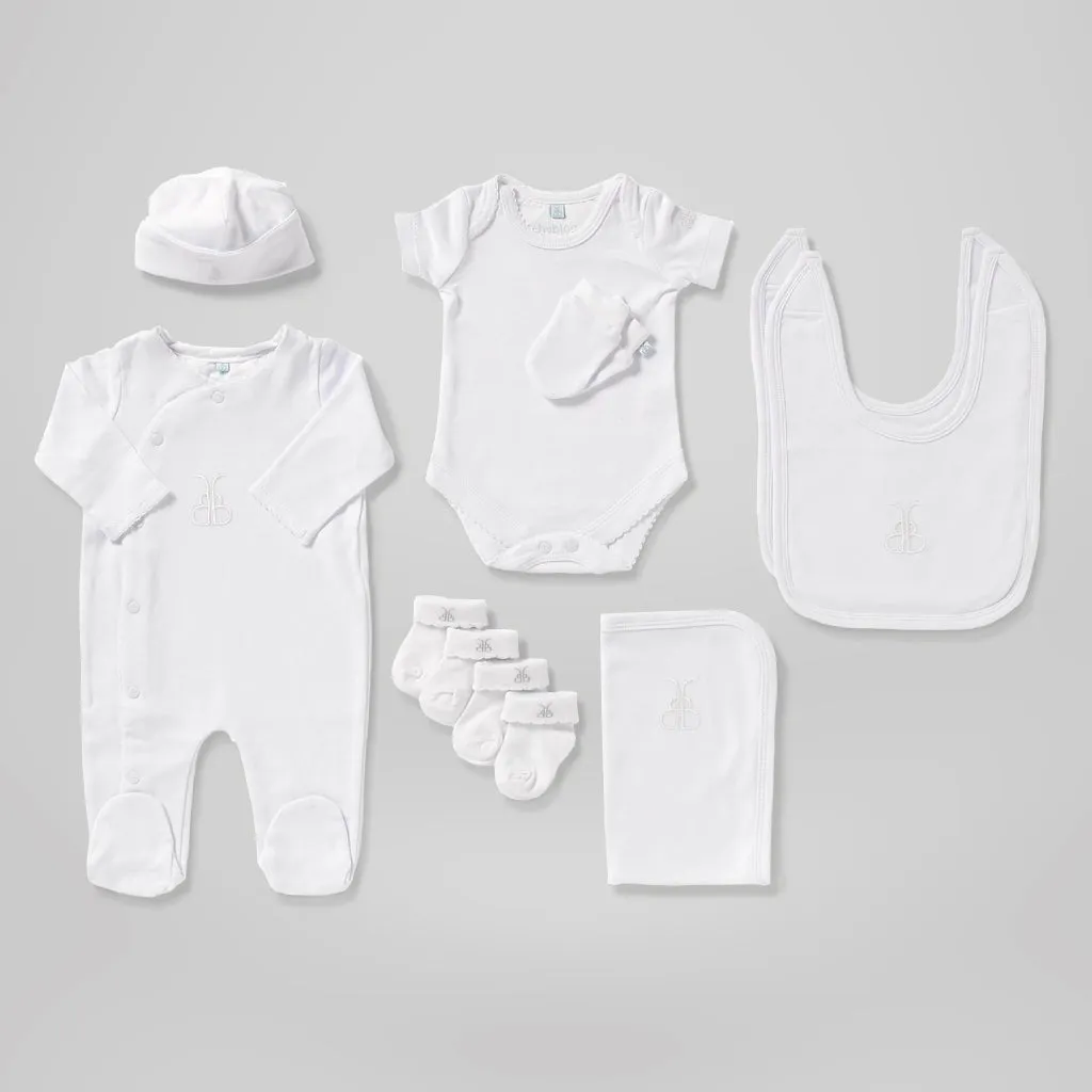 Luxury Rose Baby Clothes Bouquet and Personalised Baby Towel - White