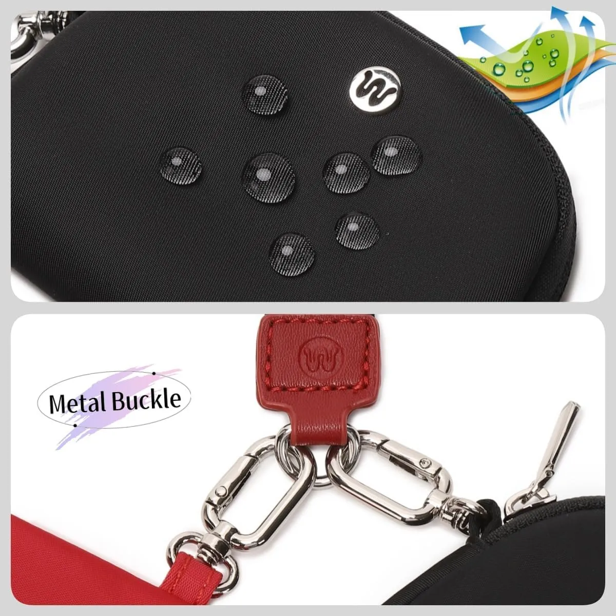 Mini Zip Around Wristlet Wallet for Women Detachable Dual Pouch Wristlet Portable Coin Pocket Keychain Small Purse (Red Black)