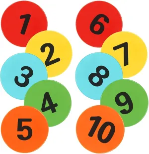 Numbered Poly Spot Markers 9inch Non-Slip Rubber Floor Dots for Gym, Flat Cones with Numbers Agility Markers Poly Spots for Classroom Dance Sports Soccer Basketball Speed Agility Training