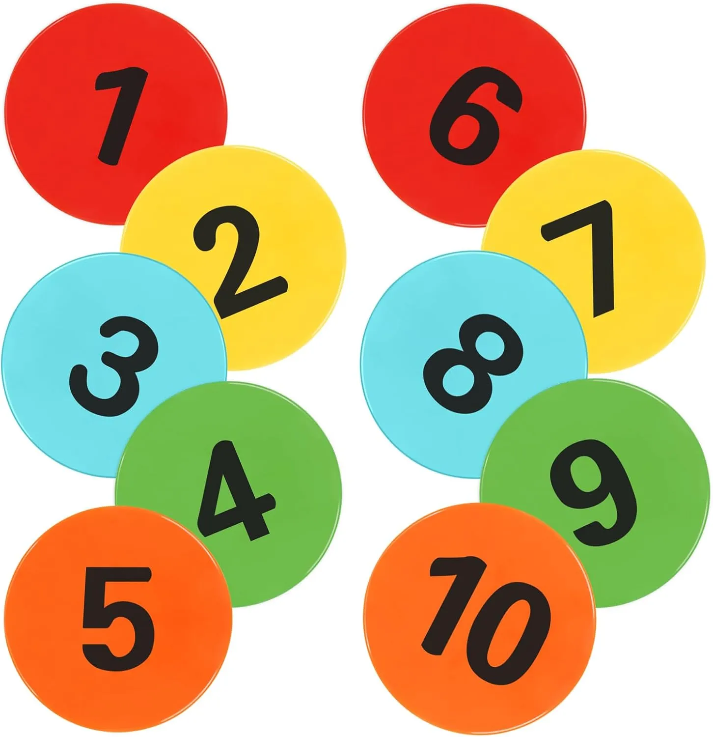 Numbered Poly Spot Markers 9inch Non-Slip Rubber Floor Dots for Gym, Flat Cones with Numbers Agility Markers Poly Spots for Classroom Dance Sports Soccer Basketball Speed Agility Training