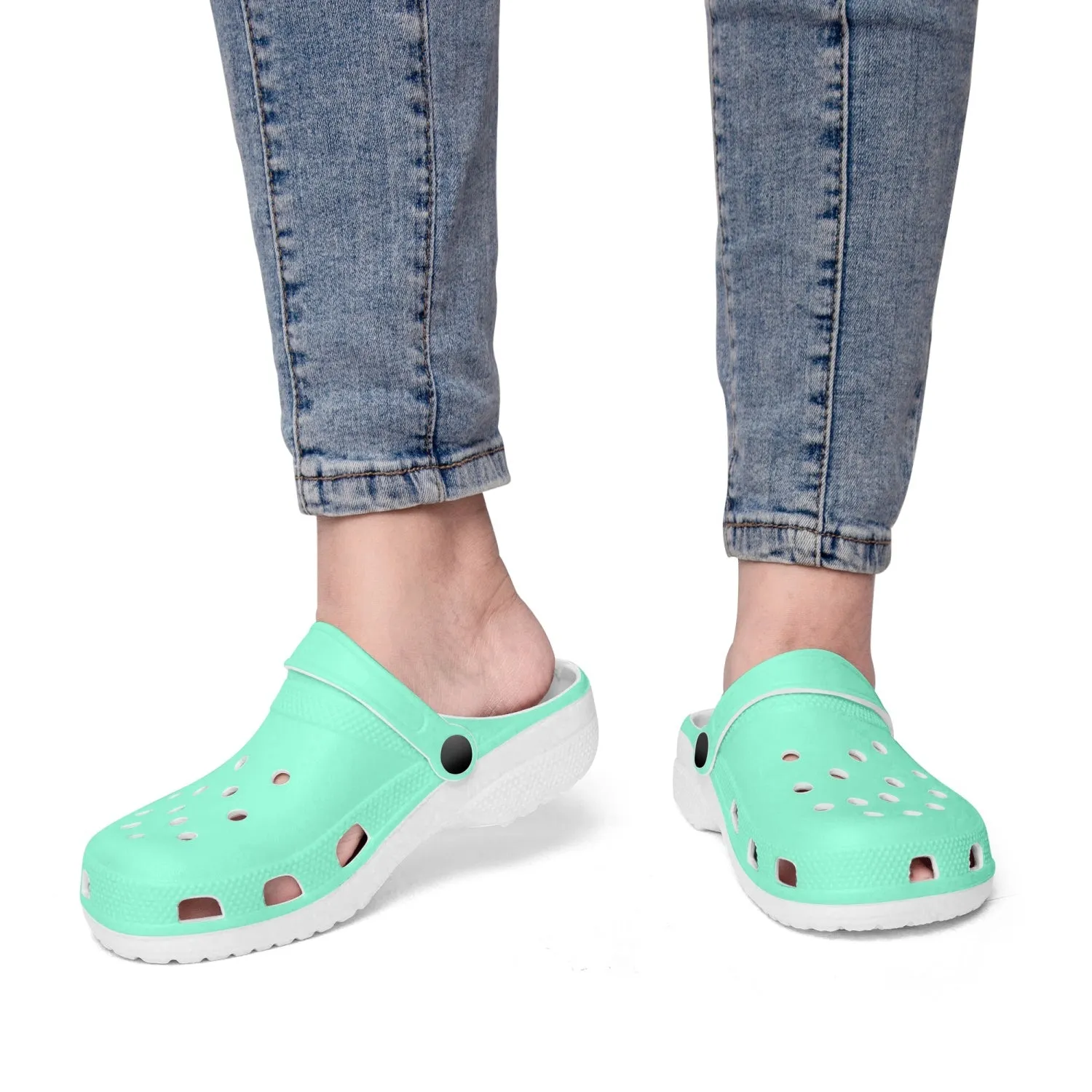 Pastel Blue Color Unisex Clogs, Best Solid Blue Color Unisex Classic Lightweight Best Sandals For Men or Women