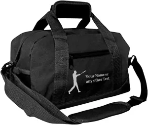 Personalized Passion Small Sports Duffel Bags for Kids - 14 Waterproof Travel Duffle with Embroidered Name & Baseball Design - Black Two-Toned Kids Weekender Bag for Boys and Girls