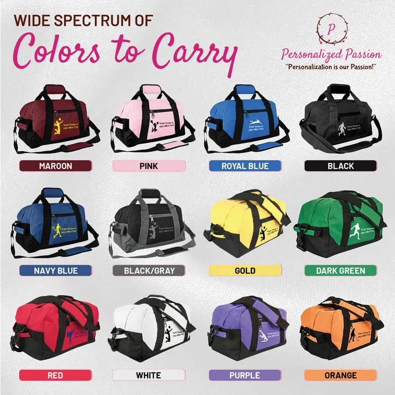 Personalized Passion Small Sports Duffel Bags for Kids - 14 Waterproof Travel Duffle with Embroidered Name & Baseball Design - Maroon Two-Toned Kids Weekender Bag for Boys and Girls
