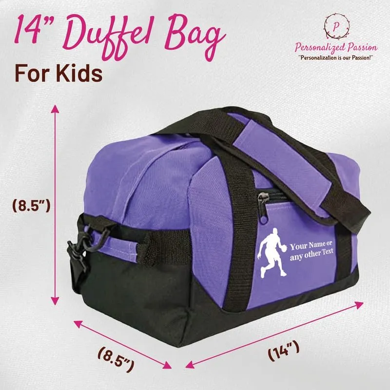 Personalized Passion Small Sports Duffel Bags for Kids - 14 Waterproof Travel Duffle with Embroidered Name & Baseball Design - Maroon Two-Toned Kids Weekender Bag for Boys and Girls