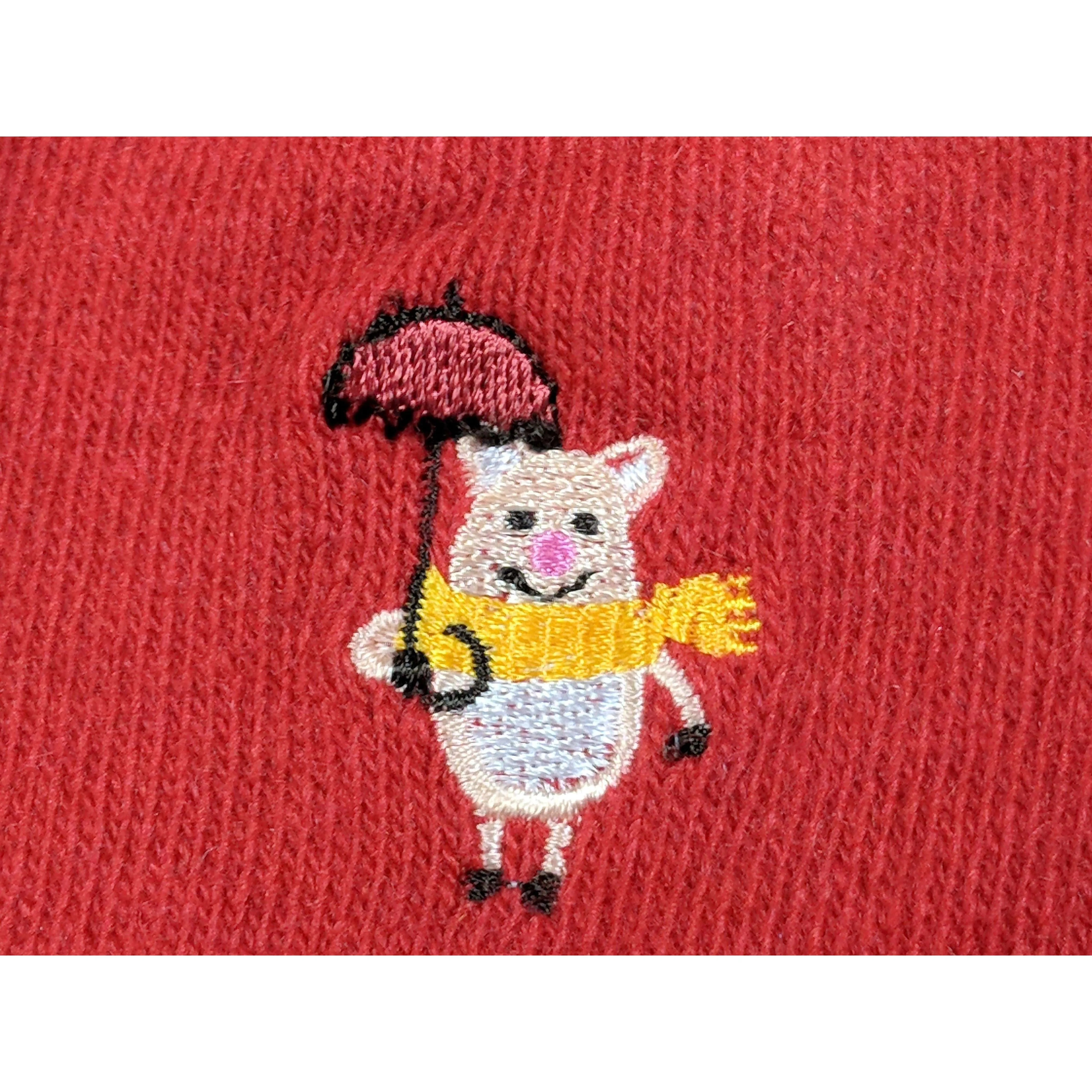 Pig Socks CUTE Pig Socks in Bright Red Cotton Blend