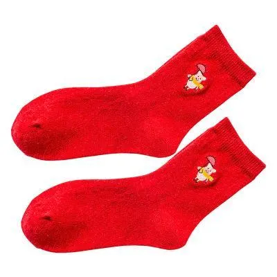 Pig Socks CUTE Pig Socks in Bright Red Cotton Blend