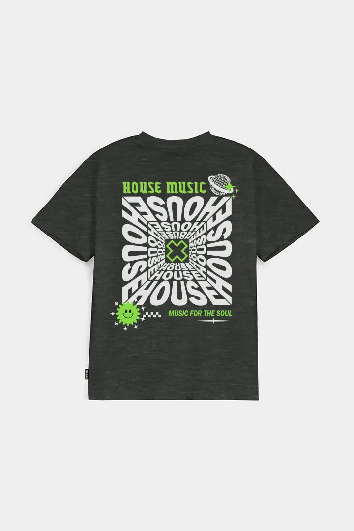 Printed Graphic Tee - Charcoal Grey