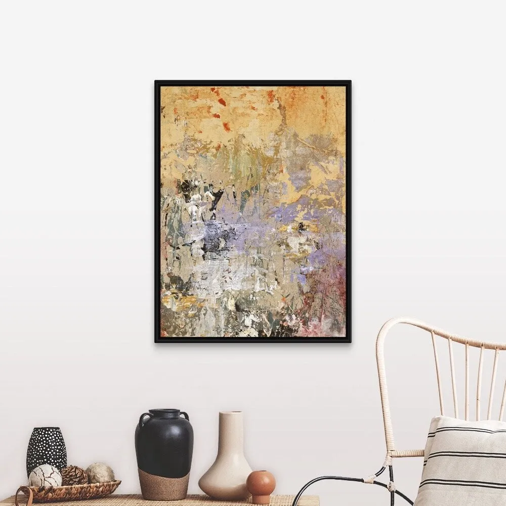 "Aged Wall VI" Black Float Frame Canvas Art