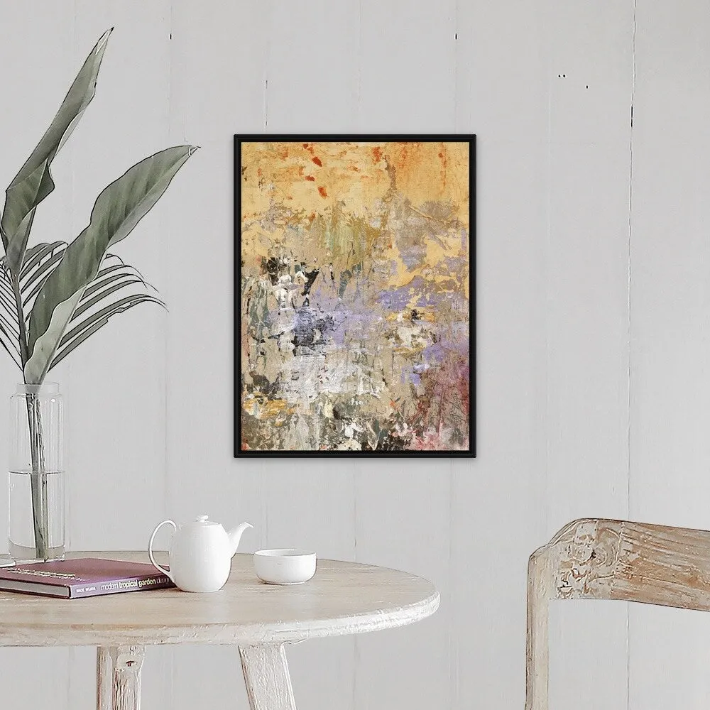 "Aged Wall VI" Black Float Frame Canvas Art
