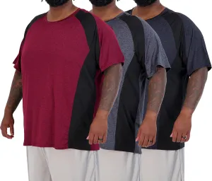 Real Essentials 3 Pack: Mens Big & Tall Tech Stretch Long-Sleeve & Short-Sleeve Dry-Fit T-Shirt (3XT-5XT)