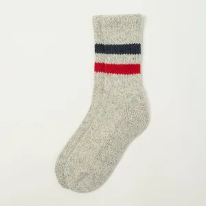 RoToTo Retro Winter Outdoor Sock - Grey/Dark Blue/Red