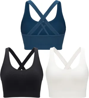 RUNNING GIRL Sports Bra for Women High Support, Criss-Cross Back Padded Strappy Sports Bras Yoga Bra with Removable Cups