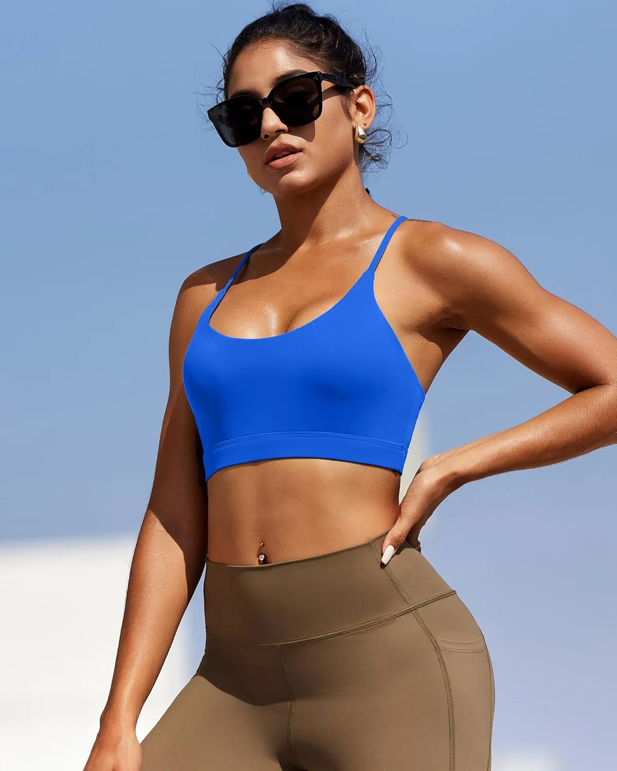 RUNNING GIRL Sports Bras for Women,Y-Back Medium Support Workout Sports Bra Padded Racerback Supportive Bras Push up