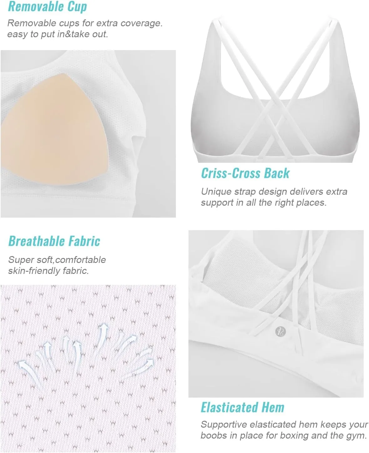 RUNNING GIRL Sports Bras for Women,Y-Back Medium Support Workout Sports Bra Padded Racerback Supportive Bras Push up