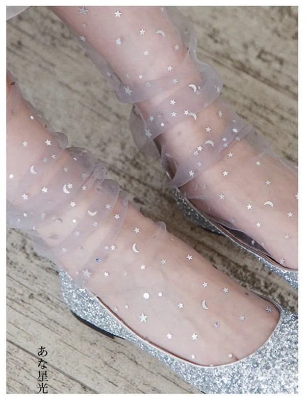 Shiny Glitter Star Ladies Sexy Fishnet Mesh Socks Summer Style