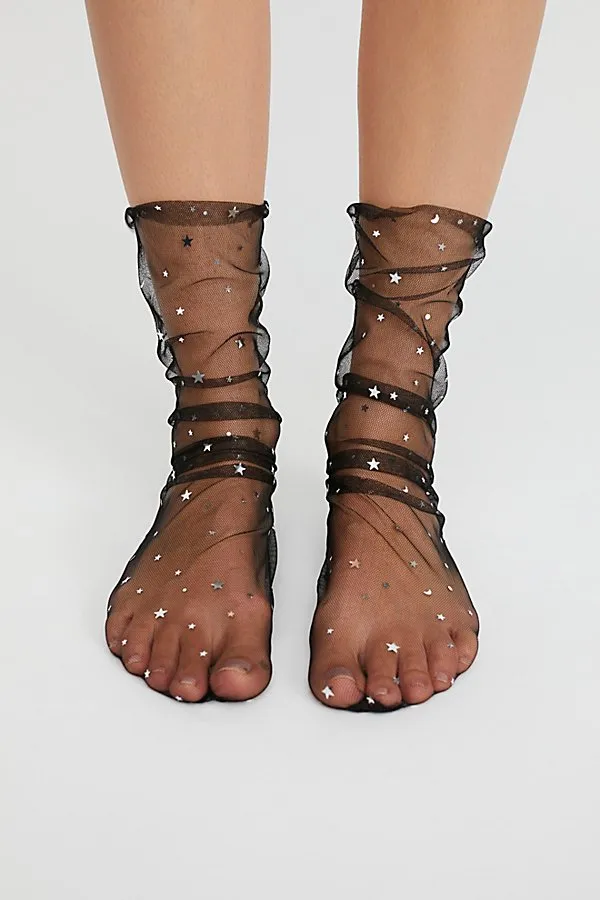 Shiny Glitter Star Ladies Sexy Fishnet Mesh Socks Summer Style