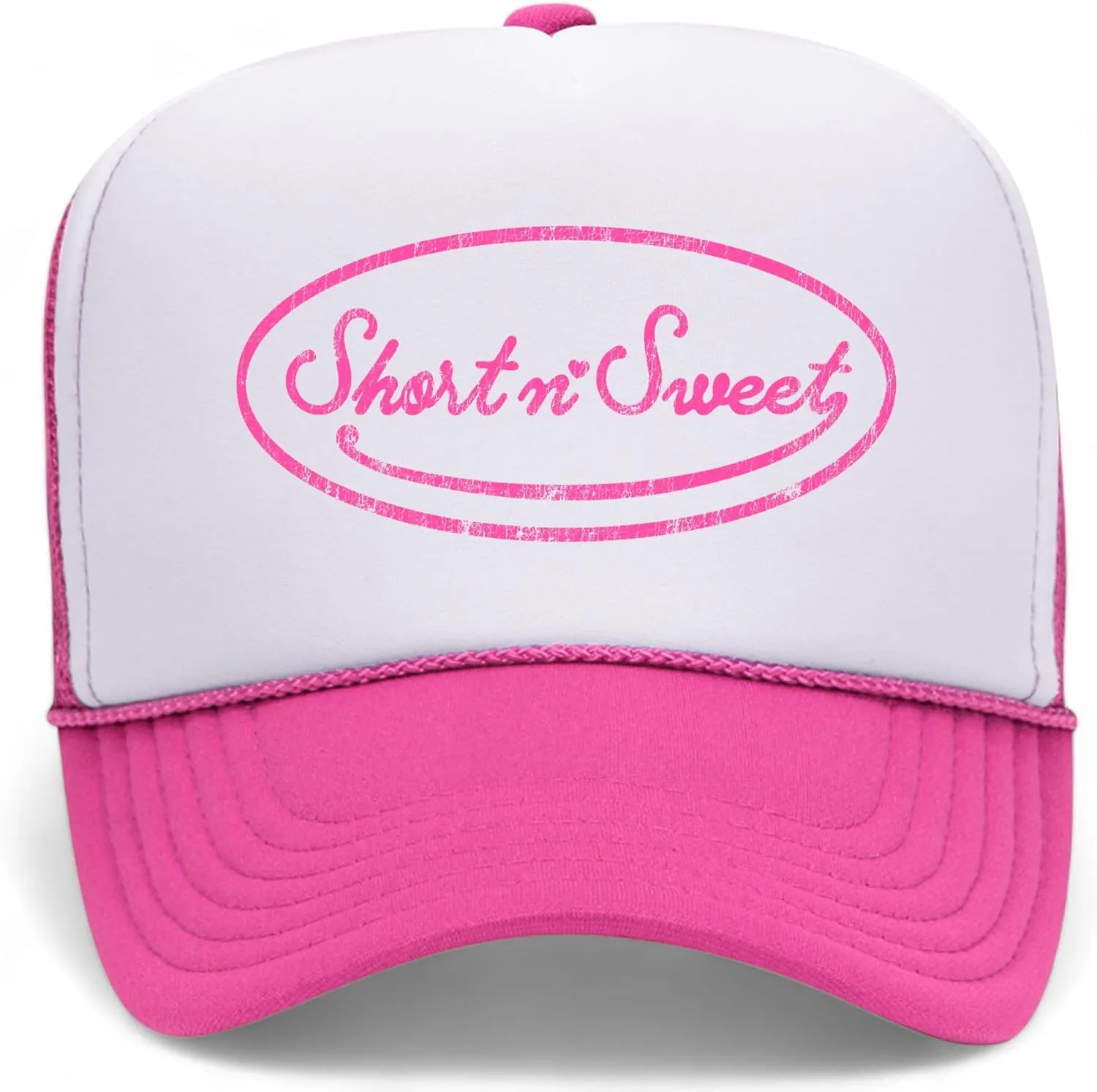 Short n' Sweet Trucker Hat | Trendy Vintage Cute Graphic Pop Girly Concert Tour | Premium Foam Snapback Hat for Men & Women