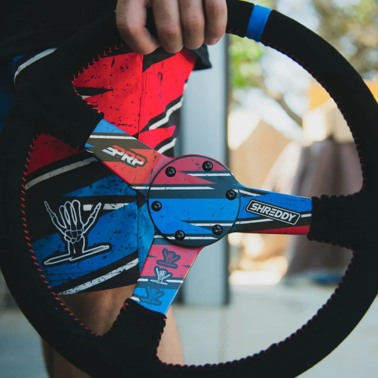 Shred White & Blue Steering Wheel // PRP X Shreddy // Deep Dish