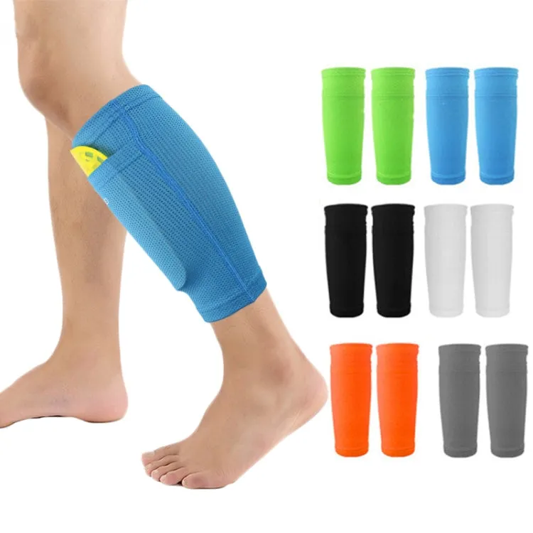 Sweat-Absorbing Breathable Insert Socks Calf Guard Socks Football Protective Gear(Blue L)
