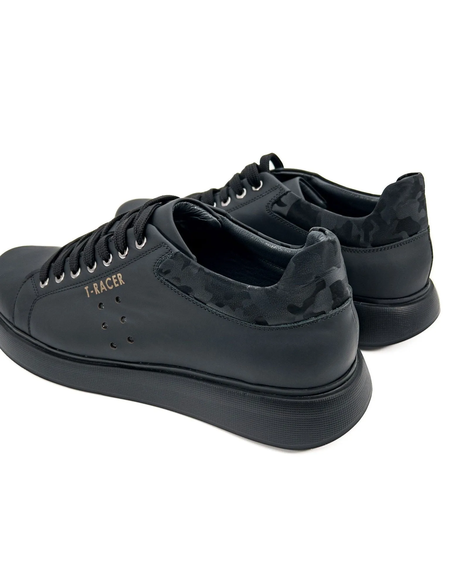 T-Racer Genuine Leather Black Men's Sneaker