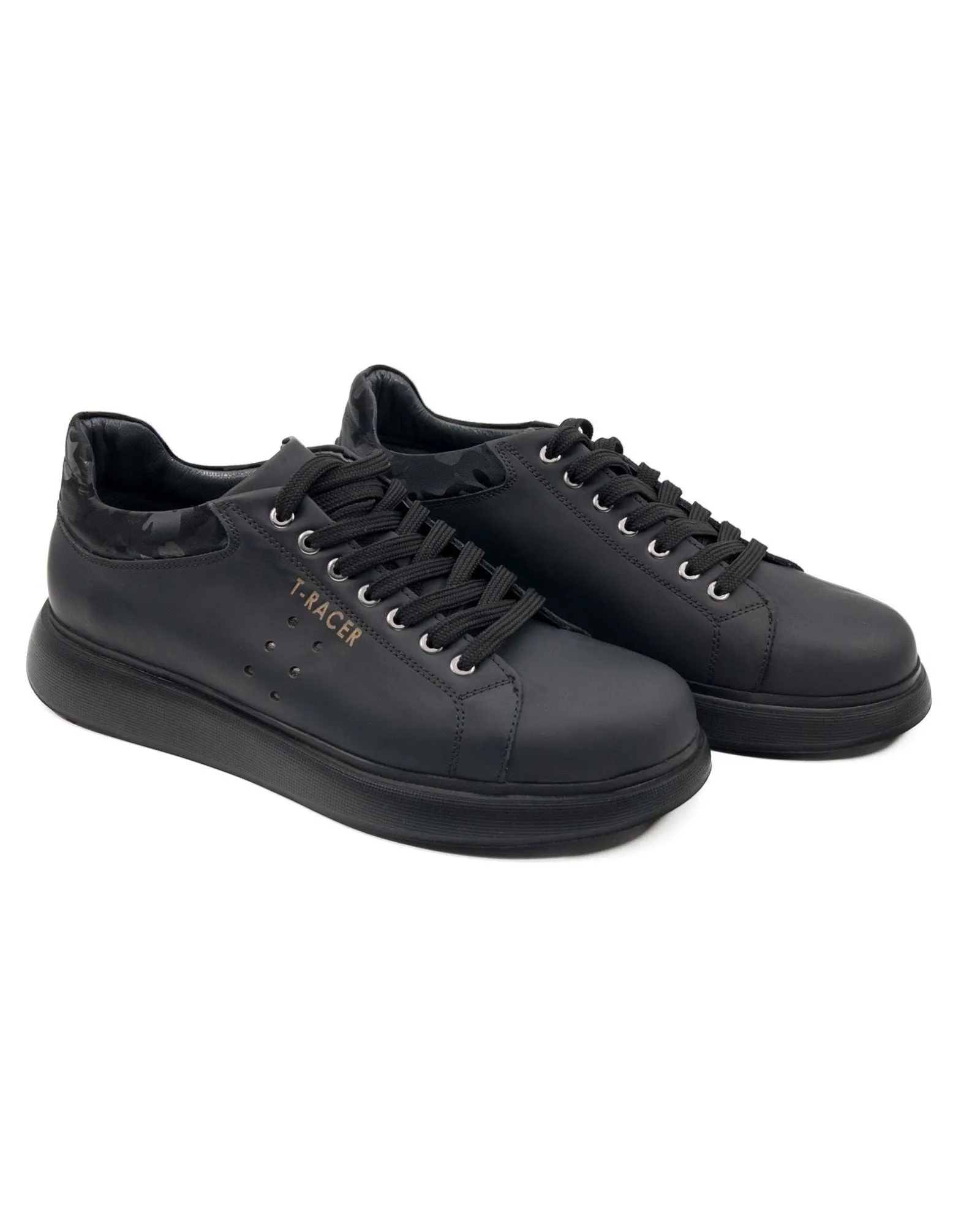 T-Racer Genuine Leather Black Men's Sneaker