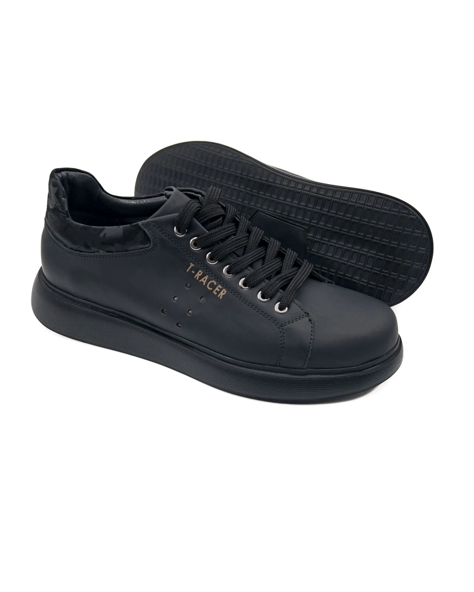 T-Racer Genuine Leather Black Men's Sneaker