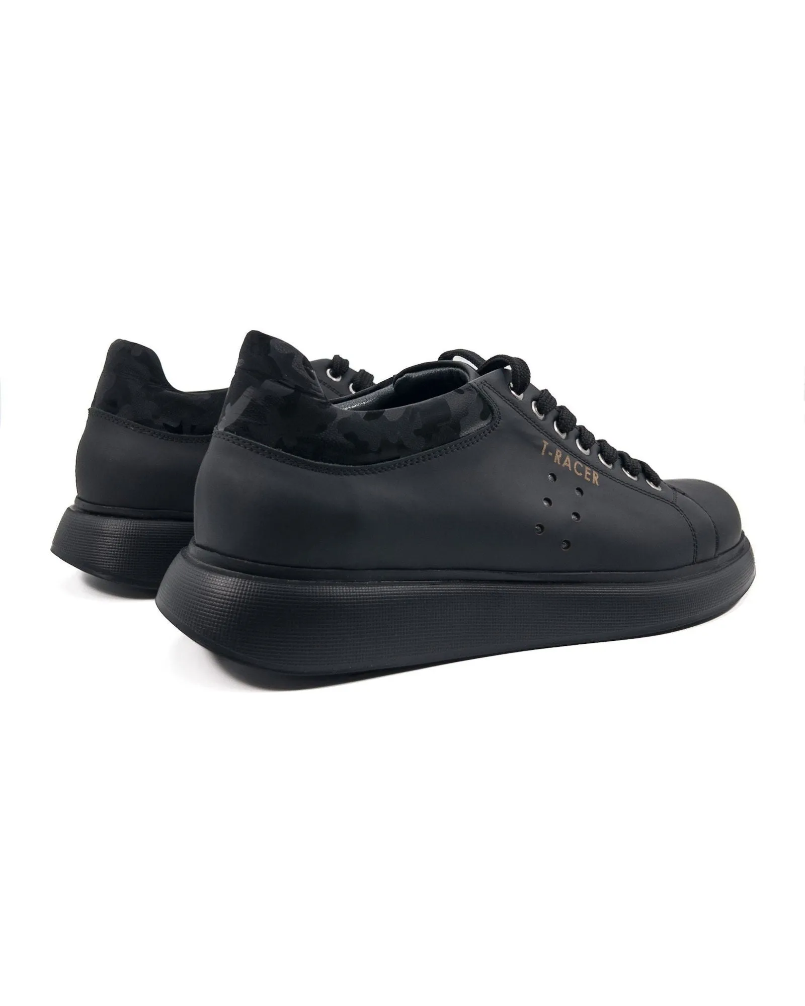 T-Racer Genuine Leather Black Men's Sneaker