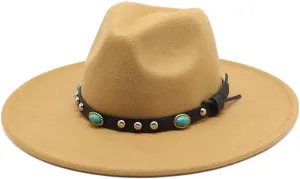 Unisex Wide Brim Fedoras Hats Men Winter Fashion Felted Jazz Hat Women Vintage Church Party Dress Cap