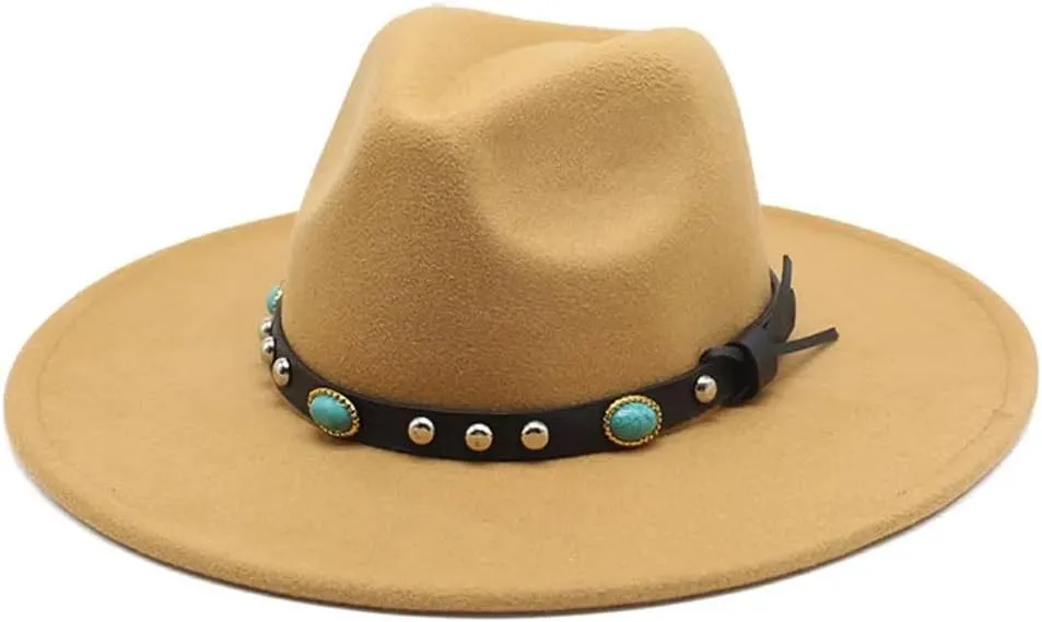 Unisex Wide Brim Fedoras Hats Men Winter Fashion Felted Jazz Hat Women Vintage Church Party Dress Cap