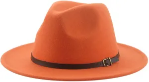 Vsadsau Fedoras Hats for Women Men Felted Caps Solid Belt Band Formal Fedora Hat