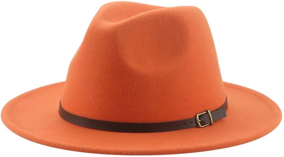 Vsadsau Fedoras Hats for Women Men Felted Caps Solid Belt Band Formal Fedora Hat