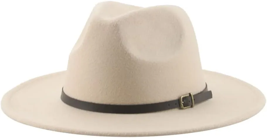 Vsadsau Fedoras Hats for Women Men Felted Caps Solid Belt Band Formal Fedora Hat