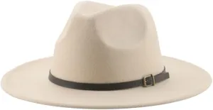 Vsadsau Fedoras Hats for Women Men Felted Caps Solid Belt Band Formal Fedora Hat