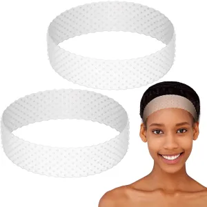 WILLBOND 2 Pieces Silicone Wig Grip Band Adjustable Silicone Wig Headband Non Slip Strong Holder for Men Women Sports Yoga(White)