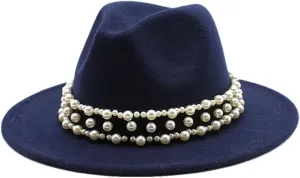 Women's Fedoras Wool Hat Classic Jazz Hat Travel Men's Wild Brim Hat Outdoor 16 Without Chain