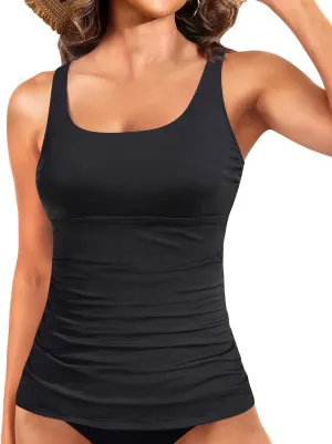 Yonique Women's Tankini Top Only Tummy Control Bathing Suits Top Modest Swim Tank Tops